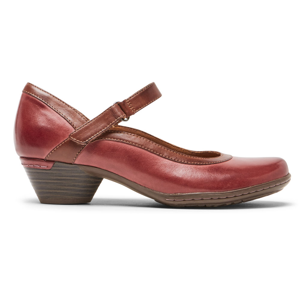 Rockport Womens Cobb Hill Laurel Mary Jane - Flats Red - XOM085972